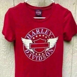 Ladies’ Harley Davidson Short Sleeve Red Small Motorcycle Shirt 2012 Hot Rod